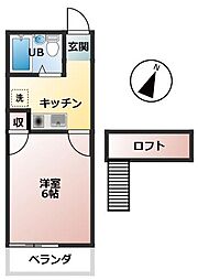 アリス行田第1 1Kの間取図画像