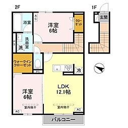 ハイムフリーデ A 2LDKの間取図画像