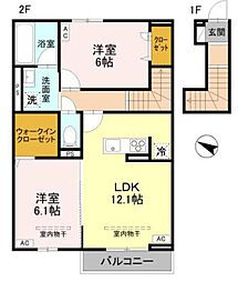 ハイムフリーデ A 2LDKの間取図画像