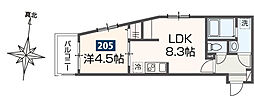 JR中央線 西八王子駅 徒歩9分の賃貸アパート 2階1LDKの間取り