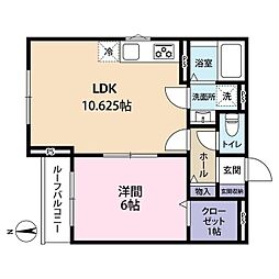 willows神明 3階1LDKの間取り