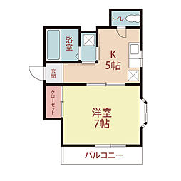 第二塚越フラット 1Kの間取図画像