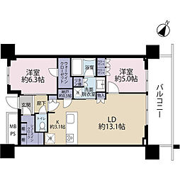 URAWA THE TOWER 2LDKの間取図画像