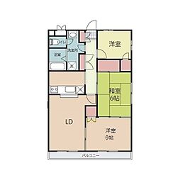 ヴィラ白樺 3DKの間取図画像