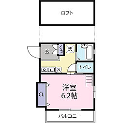 ヒルコート 1Kの間取図画像
