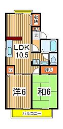 セジュールハイツ2 2階2LDKの間取り