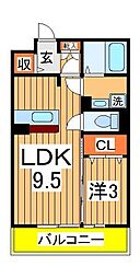 グランドゥール2 2階1LDKの間取り
