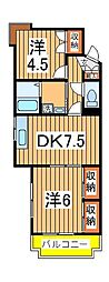 アビタシオン新柏 2DKの間取図画像
