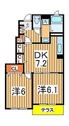 ソレアードコヤマ1 2DKの間取図画像