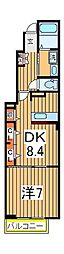 セントラーレパルク弐番館 1DKの間取図画像