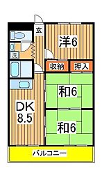 エクセレント富士見台 3DKの間取図画像
