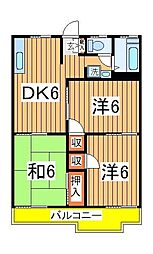 パールハイツ砂川 3DKの間取図画像