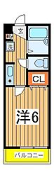 プランタン柏 1Kの間取図画像