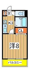エスポアール柏 1Kの間取図画像