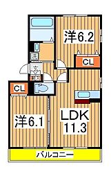 カシータ3 2LDKの間取図画像
