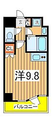 ヒューマンハイム我孫子 ワンルームの間取図画像
