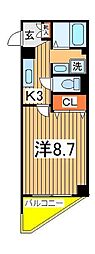 プレシア 1Kの間取図画像