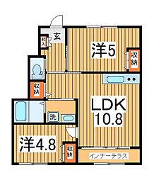 フロレゾン柏Floraison Kashiwa 2LDKの間取図画像