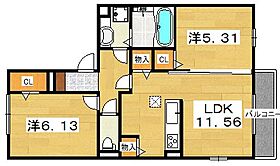 メゾン・ド・フルール  ｜ 京都府八幡市男山美桜（賃貸アパート2LDK・1階・54.62㎡） その2