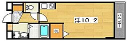 コンフォート・アザレア2番館 2階ワンルームの間取り