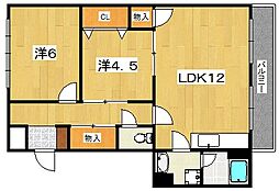 伸晃マンション 2LDKの間取図画像
