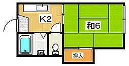 第2くずはグリーンハイツ 1Kの間取図画像