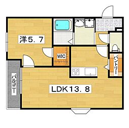 シエーナ楠葉ジェミオス 2階1LDKの間取り