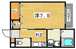 ヴィラくずは 1Kの間取図画像