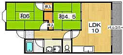 コーポ芦田 2LDKの間取図画像