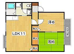 サンシャイン1 2LDKの間取図画像