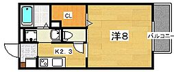 プリマベーラ 1Kの間取図画像