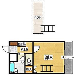 エステート明和二号 1Kの間取図画像