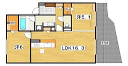 T-residence楠葉 2LDKの間取図画像