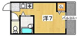 シャンテー牧野 ワンルームの間取図画像