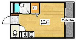 シャンテー長尾家具 ワンルームの間取図画像