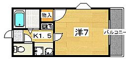 プレアール牧野 1Kの間取図画像