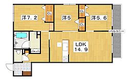シャーメゾンRelafort 3LDKの間取図画像
