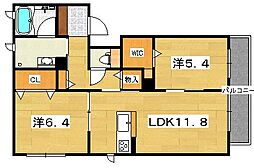 シャーメゾンBlanche 2LDKの間取図画像