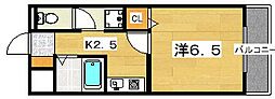 アルファクラージュくずは1 1Kの間取図画像