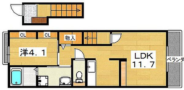 プロヴァンス　ブリーズIII ｜大阪府枚方市田宮本町(賃貸アパート1LDK・2階・40.09㎡)の写真 その2