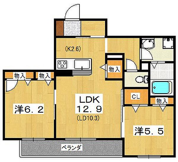 グリーンフォレストII ｜大阪府枚方市東中振２丁目(賃貸アパート2LDK・2階・60.63㎡)の写真 その2