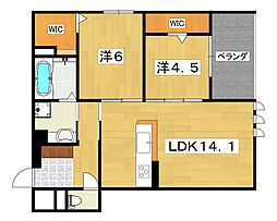 OKAYAMATE嘉平 1階2LDKの間取り
