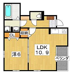 ニュアージュ　ブルー 1階1LDKの間取り