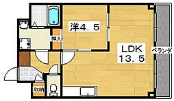 シャルム高塚 1LDKの間取図画像