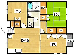 ラガーハイツ2B棟 3DKの間取図画像