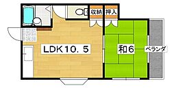 メーベルハイツ 1LDKの間取図画像