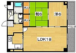 第2クラウンマンション 2LDKの間取図画像