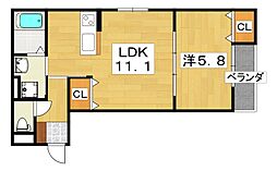 TEKO宮之阪 1LDKの間取図画像