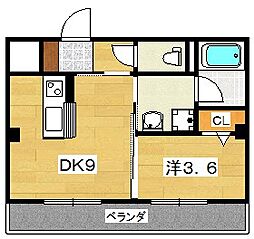 ミサワレジデンス枚方 1LDKの間取図画像