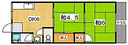 コーポ中野 2DKの間取図画像